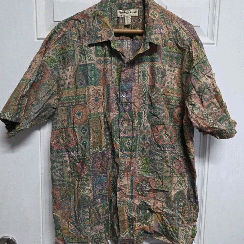 Tori Richard Honolulu Mens Large Hawaiian Floral Button Shirt Vintage C